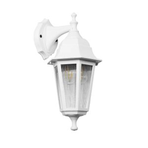 GloboStar® VITRO 203-0201 Vintage Επιτοίχιο Φωτιστικό Φαναράκι Μονόφωτο 1 x E27 IP44 Λευκό Πλαστικό - Μ19 x Π16 x Υ39cm