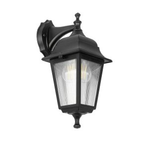 GloboStar® SOLME 203-0211 Vintage Επιτοίχιο Φωτιστικό Φαναράκι Μονόφωτο 1 x E27 IP44 Μαύρο Πλαστικό - Μ19 x Π15 x Υ35cm