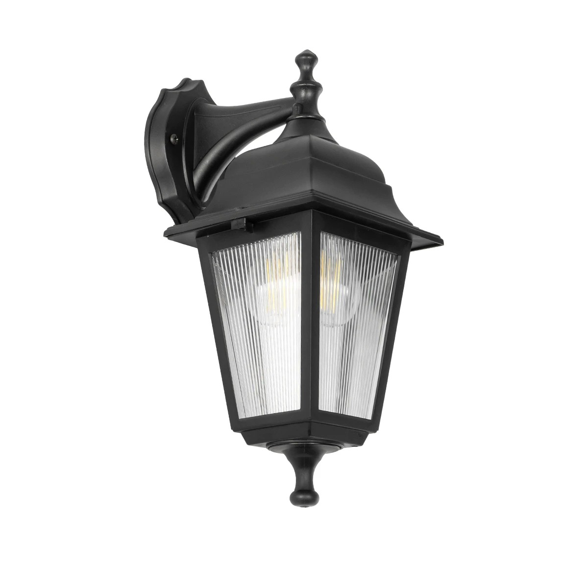 GloboStar® SOLME 203-0211 Vintage Επιτοίχιο Φωτιστικό Φαναράκι Μονόφωτο 1 x E27 IP44 Μαύρο Πλαστικό - Μ19 x Π15 x Υ35cm