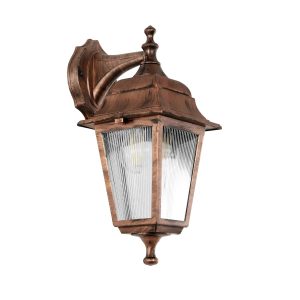 GloboStar® SOLME 203-0216 Vintage Επιτοίχιο Φωτιστικό Φαναράκι Μονόφωτο 1 x E27 IP44 Χάλκινο Πλαστικό - Μ19 x Π15 x Υ35cm