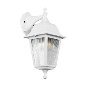 GloboStar® SOLME 203-0221 Vintage Επιτοίχιο Φωτιστικό Φαναράκι Μονόφωτο 1 x E27 IP44 Λευκό Πλαστικό - Μ19 x Π15 x Υ35cm