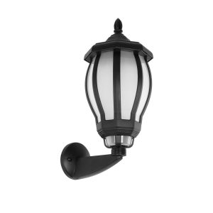 GloboStar® VERDI 203-0229 Vintage Επιτοίχιο Φωτιστικό Φαναράκι Μονόφωτο 1 x E27 IP44 Μαύρο Πλαστικό - Μ23 x Π17 x Υ40cm
