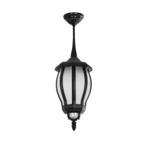 GloboStar® VERDI 203-0232 Vintage Κρεμαστό Φωτιστικό Φαναράκι Μονόφωτο 1 x E27 IP44 Μαύρο Πλαστικό - Μ17 x Π17 x Υ52cm