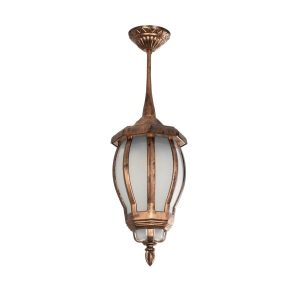 GloboStar® VERDI 203-0234 Vintage Κρεμαστό Φωτιστικό Φαναράκι Μονόφωτο 1 x E27 IP44 Χάλκινο Πλαστικό - Μ17 x Π17 x Υ47cm