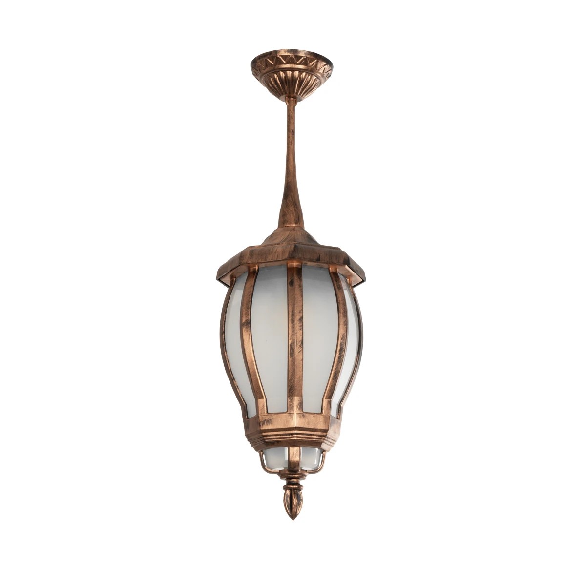 GloboStar® VERDI 203-0234 Vintage Κρεμαστό Φωτιστικό Φαναράκι Μονόφωτο 1 x E27 IP44 Χάλκινο Πλαστικό - Μ17 x Π17 x Υ47cm