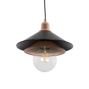 GLOBOSTAR® FERRO 203-0269 Μοντέρνο Κρεμαστό Φωτιστικό Οροφής με Ντουί 1 x E27 AC 220-240V IP20 - Μαύρο & Χάλκινο - Μ30 x Π30 x Υ19cm