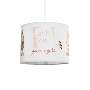 GloboStar® GIRLSCLUB 204-0010 Παιδικό Κρεμαστό Φωτιστικό Φιγούρα Μονόφωτο 1 x E27 IP20 Λευκό Ύφασμα - Μ28 x Π28 x Υ24cm