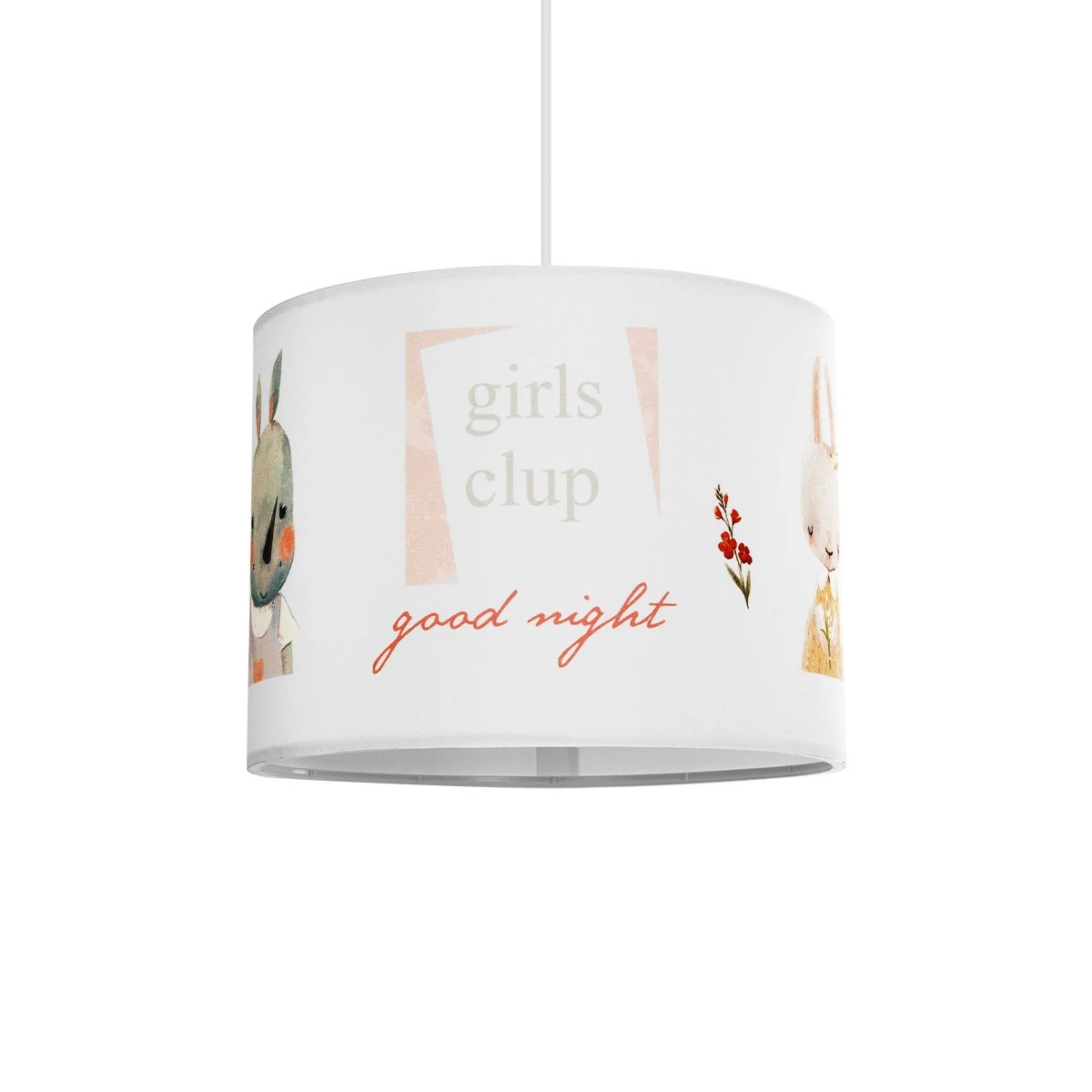 GloboStar® GIRLSCLUB 204-0010 Παιδικό Κρεμαστό Φωτιστικό Φιγούρα Μονόφωτο 1 x E27 IP20 Λευκό Ύφασμα - Μ28 x Π28 x Υ24cm
