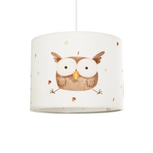 GloboStar® OWL 204-0017 Παιδικό Κρεμαστό Φωτιστικό Φιγούρα Μονόφωτο 1 x E27 IP20 Λευκό Ύφασμα - Μ28 x Π28 x Υ24cm