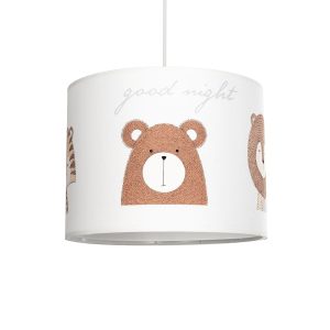 GloboStar® BEAR 204-0018 Παιδικό Κρεμαστό Φωτιστικό Φιγούρα Μονόφωτο 1 x E27 IP20 Πολύχρωμο Ύφασμα - Μ28 x Π28 x Υ24cm
