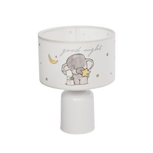 GloboStar® ELEPHANT 204-0025 Παιδικό Eπιτραπέζιο Φωτιστικό Πορτατίφ Μονόφωτο 1 x E27 IP20 Πολύχρωμο Ύφασμα με Λευκό Πλαστικό - Μ24 x Π24 x Υ32cm