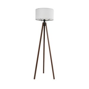 GloboStar® SAGA 204-0032 Μοντέρνο Eπιδαπέδιο Φωτιστικό Μονόφωτο 1 x E27 IP20 Καφέ Ξύλο με Λευκό Ύφασμα - Μ38 x Π38 x Υ140cm