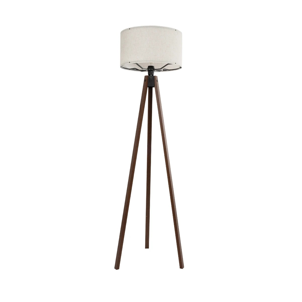 GloboStar® SAGA 204-0035 Μοντέρνο Eπιδαπέδιο Φωτιστικό Μονόφωτο 1 x E27 IP20 Καφέ Ξύλο με Λευκό Ύφασμα - Μ38 x Π38 x Υ140cm