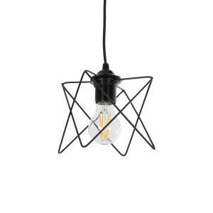 GLOBOSTAR® PATRICK 204-0109 Μοντέρνο Κρεμαστό Φωτιστικό Οροφής με Ντουί 1 x E27 AC 220-240V IP20 - Μαύρο - Μ25 x Π25 x Υ55cm