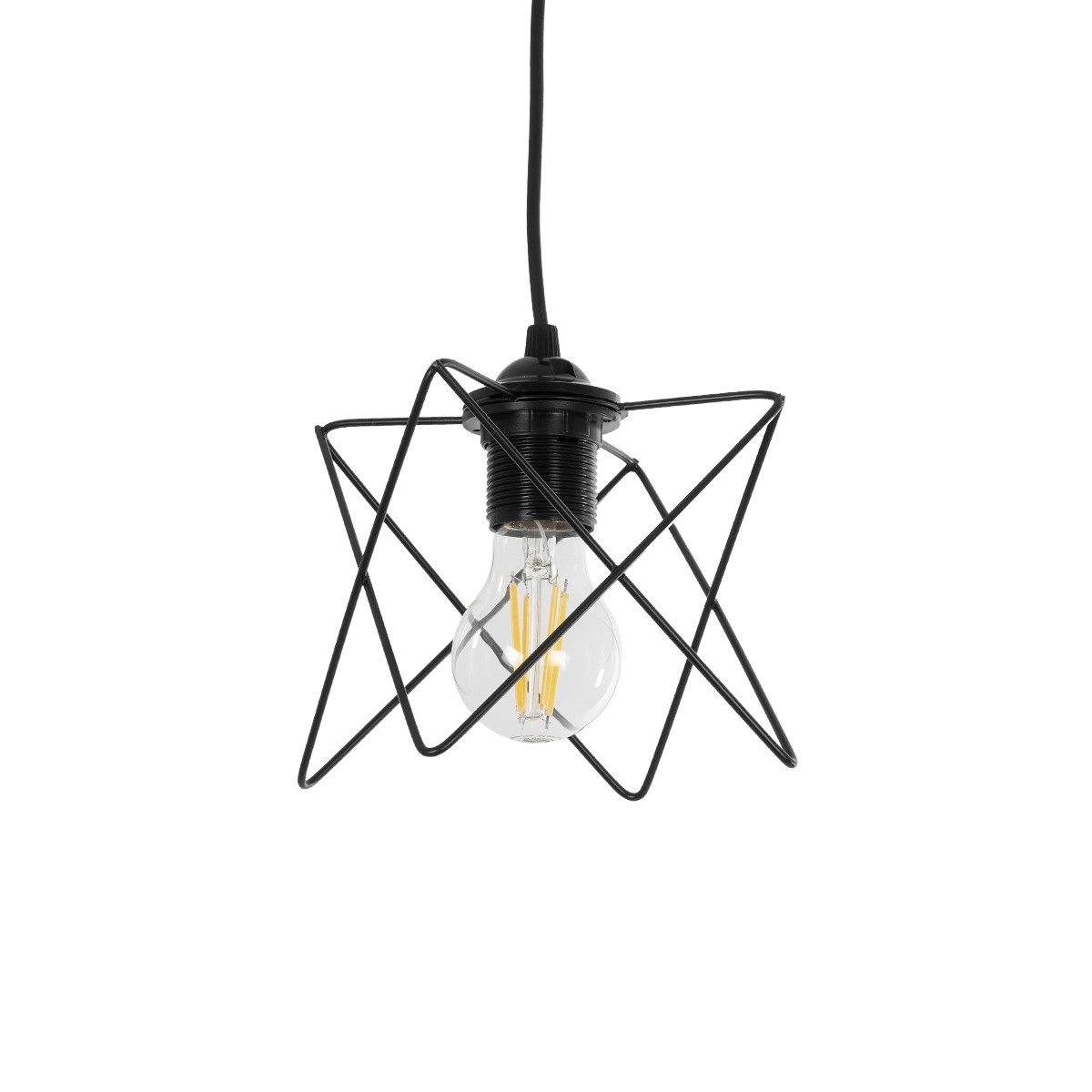 GLOBOSTAR® PATRICK 204-0109 Μοντέρνο Κρεμαστό Φωτιστικό Οροφής με Ντουί 1 x E27 AC 220-240V IP20 - Μαύρο - Μ25 x Π25 x Υ55cm