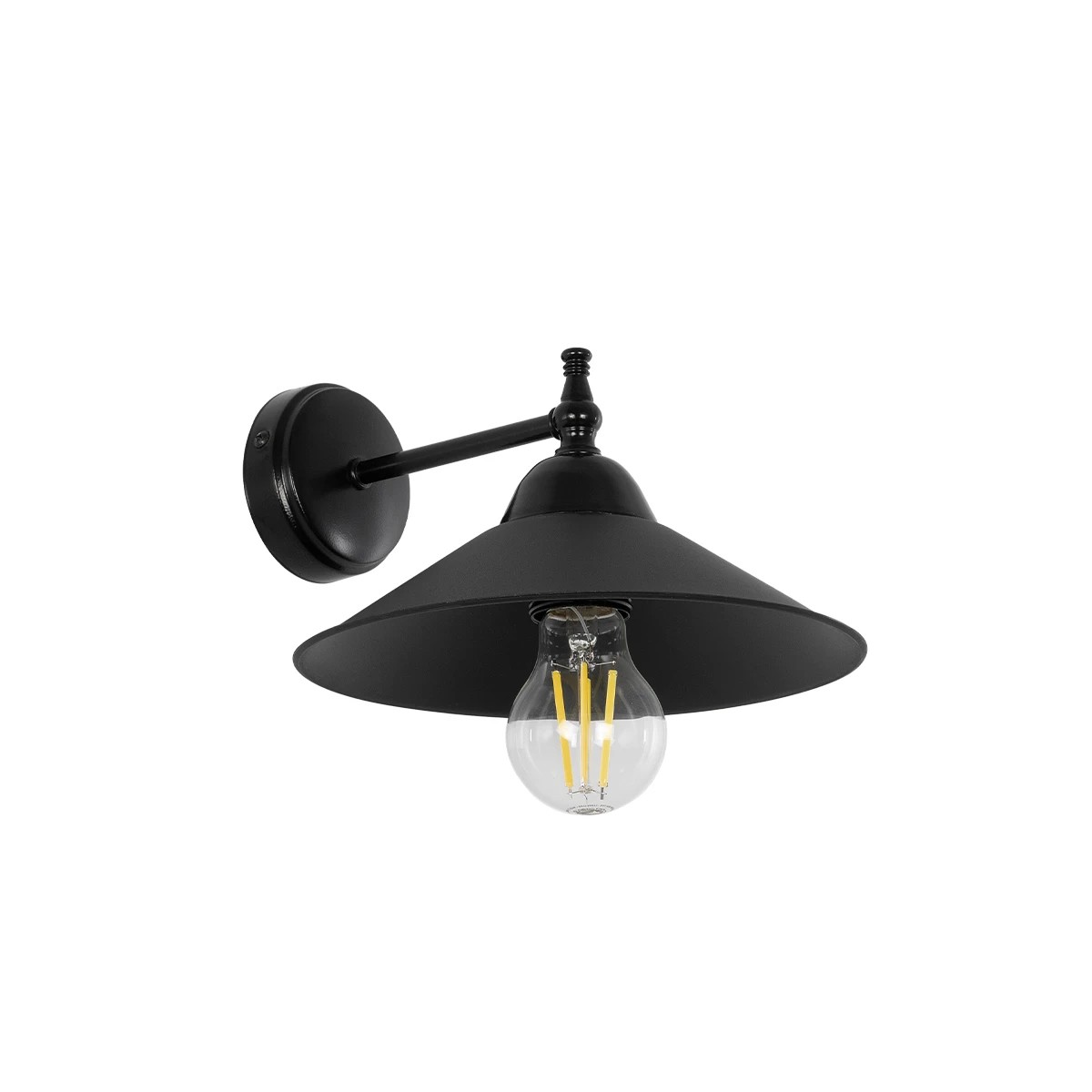 GLOBOSTAR® CATERPILLAR 204-0115 Μοντέρνο Φωτιστικό Τοίχου - Απλίκα με Ντουί 1 x E27 AC 220-240V IP20 - Μαύρο - Μ21.5 x Π21.5 x Υ27cm