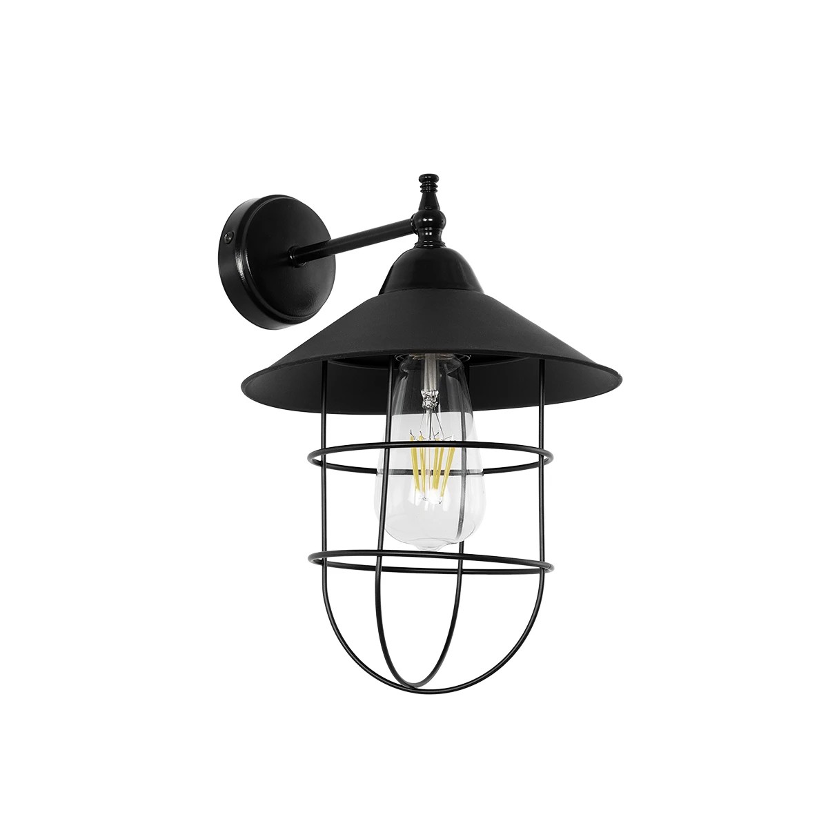 GLOBOSTAR® CAT 204-0116 Μοντέρνο Φωτιστικό Τοίχου - Απλίκα με Ντουί 1 x E27 AC 220-240V IP20 - Μαύρο - Μ22 x Π25 x Υ30cm