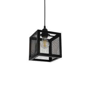 GLOBOSTAR® JAULA 204-0181 Μοντέρνο Κρεμαστό Φωτιστικό Οροφής Μονόφωτο 1 x E27 AC 220-240V IP20 Μαύρο - Μ16 x Π16 x Υ16cm