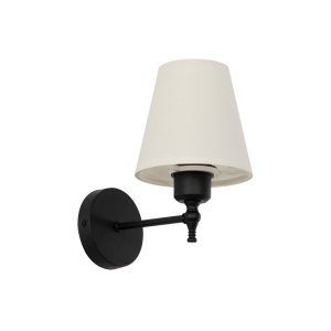 GloboStar® ELEGANTE 204-0186 Μοντέρνο Φωτιστικό Τοίχου Απλίκα Μονόφωτο 1 x E27 AC 220-240V IP20 Μπεζ & Μαύρο - Μ14 x Π14 x Υ26cm