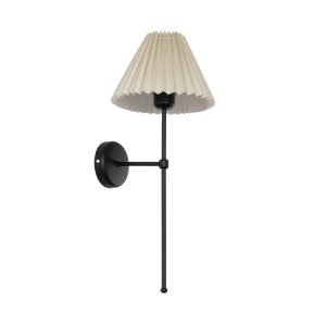 GLOBOSTAR® LING 204-0188 Μοντέρνο Φωτιστικό Τοίχου - Απλίκα με Ντουί 1 x E27 AC 220-240V IP20 - Μαύρο & Μπεζ - Μ22 x Π25 x Υ53cm