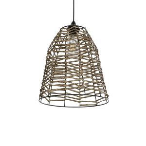 GLOBOSTAR® NETZ 205-0026 Boho Κρεμαστό Φωτιστικό Οροφής με Ντουί 1 x E27 AC 220-240V IP20 - Μπεζ - M30 x Π30 x Υ38cm