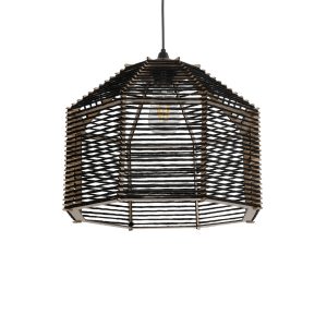 GLOBOSTAR® VORK 205-0027 Boho Κρεμαστό Φωτιστικό Οροφής με Ντουί 1 x E27 AC 220-240V IP20 - Μαύρο - M40 x Π40 x Υ36cm