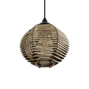 GLOBOSTAR® JUTTI 205-0041 Boho Κρεμαστό Φωτιστικό Οροφής με Ντουί 1 x E27 AC 220-240V IP20 - Μπεζ - M20 x Π20 x Υ18cm