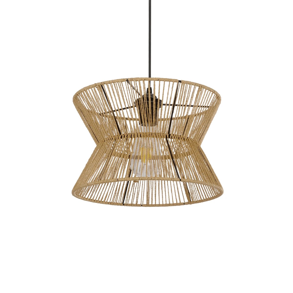 GLOBOSTAR® UPCONE 205-0055 Boho Κρεμαστό Φωτιστικό Οροφής με Ντουί 1 x E27 AC 220-240V IP20 - Μπεζ - M30 x Π30 x Υ21cm