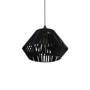 GLOBOSTAR® NUI 205-0061 Boho Κρεμαστό Φωτιστικό Οροφής με Ντουί 1 x E27 AC 220-240V IP20 - Μαύρο - M36 x Π36 x Υ27cm