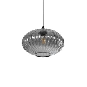 GLOBOSTAR® PERA 206-0010 Μοντέρνο Κρεμαστό Φωτιστικό Οροφής με Ντουί 1 x E27 AC 220-240V IP20 - Μαύρο Φιμέ - Μ30 x Π30 x Υ22cm