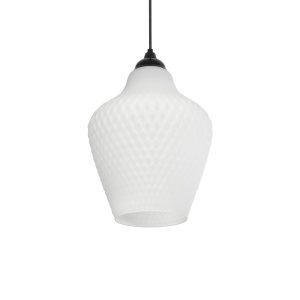 GLOBOSTAR® SKLO 206-0023 Μοντέρνο Κρεμαστό Φωτιστικό Οροφής με Ντουί 1 x E27 AC 220-240V IP20 - Λευκό - Μ22 x Π22 x Υ31cm