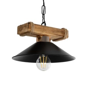 GLOBOSTAR® GLISTER PRO 201-0117 Vintage Κρεμαστό Φωτιστικό Οροφής με Ντουί 1 x E27 AC 220-240V IP20 - Μαύρο & Μπεζ - Μ25 x Π25 x Υ35cm