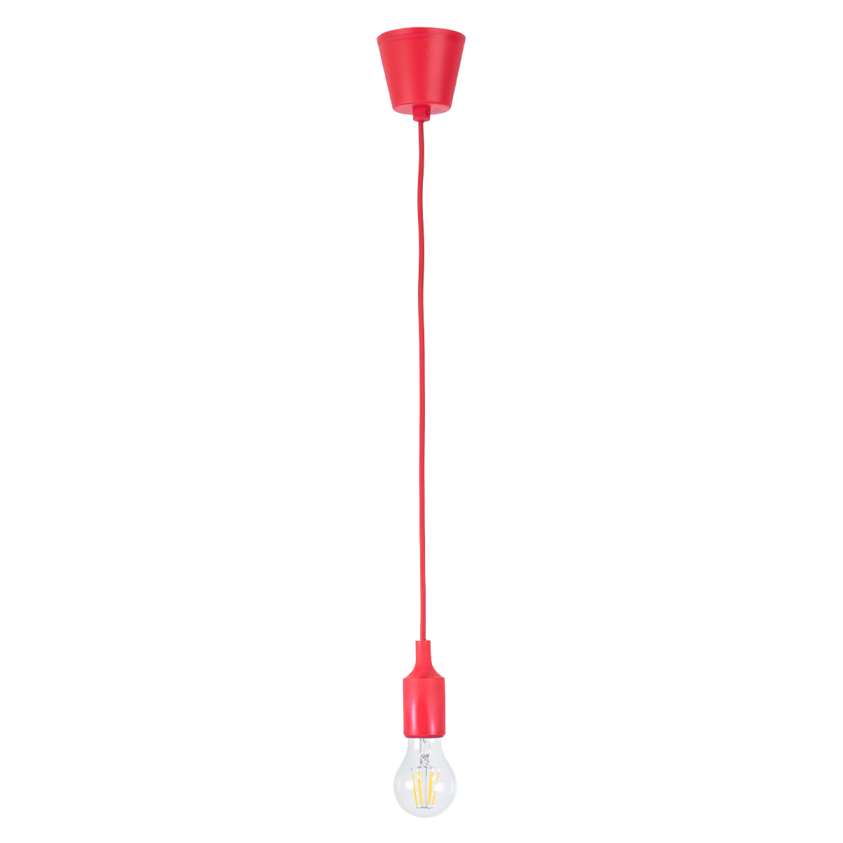 GloboStar® CABLITO 61551 Μοντέρνο Κρεμαστό Φωτιστικό Ανάρτηση Μονόφωτο 1 x E27 IP20 Κόκκινο Σιλικόνη - Μ4 x Π4 x Υ110cm