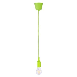 GloboStar® CABLITO 61557 Μοντέρνο Κρεμαστό Φωτιστικό Ανάρτηση Μονόφωτο 1 x E27 IP20 Πράσινο Σιλικόνη - Μ4 x Π4 x Υ110cm