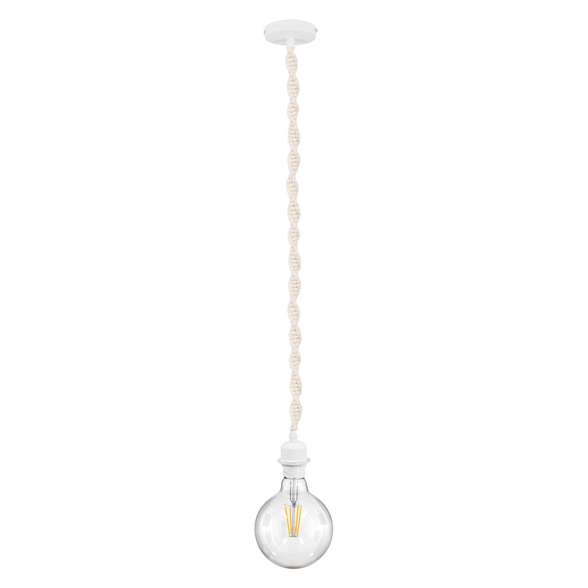 GLOBOSTAR® SHAQRA 36215 Μοντέρνο Κρεμαστό Φωτιστικό Οροφής με Ντουί 1 x E27 AC 220-240V IP20 - Μπεζ & Λευκό - Μ4 x Π4 x Υ110cm