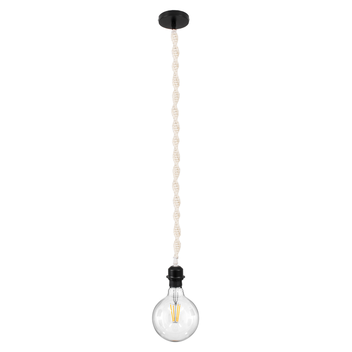 GLOBOSTAR® SHAQRA 36216 Μοντέρνο Κρεμαστό Φωτιστικό Οροφής με Ντουί 1 x E27 AC 220-240V IP20 - Μπεζ & Μαύρο - Μ4 x Π4 x Υ110cm