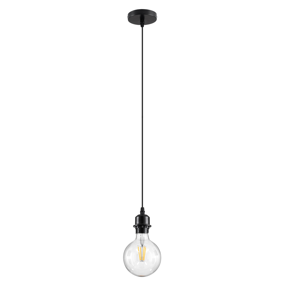 GLOBOSTAR® HANNA 36218 Μοντέρνο Κρεμαστό Φωτιστικό Οροφής με Ντουί 1 x E27 AC 220-240V IP20 - Μαύρο - Μ4 x Π4 x Υ110cm