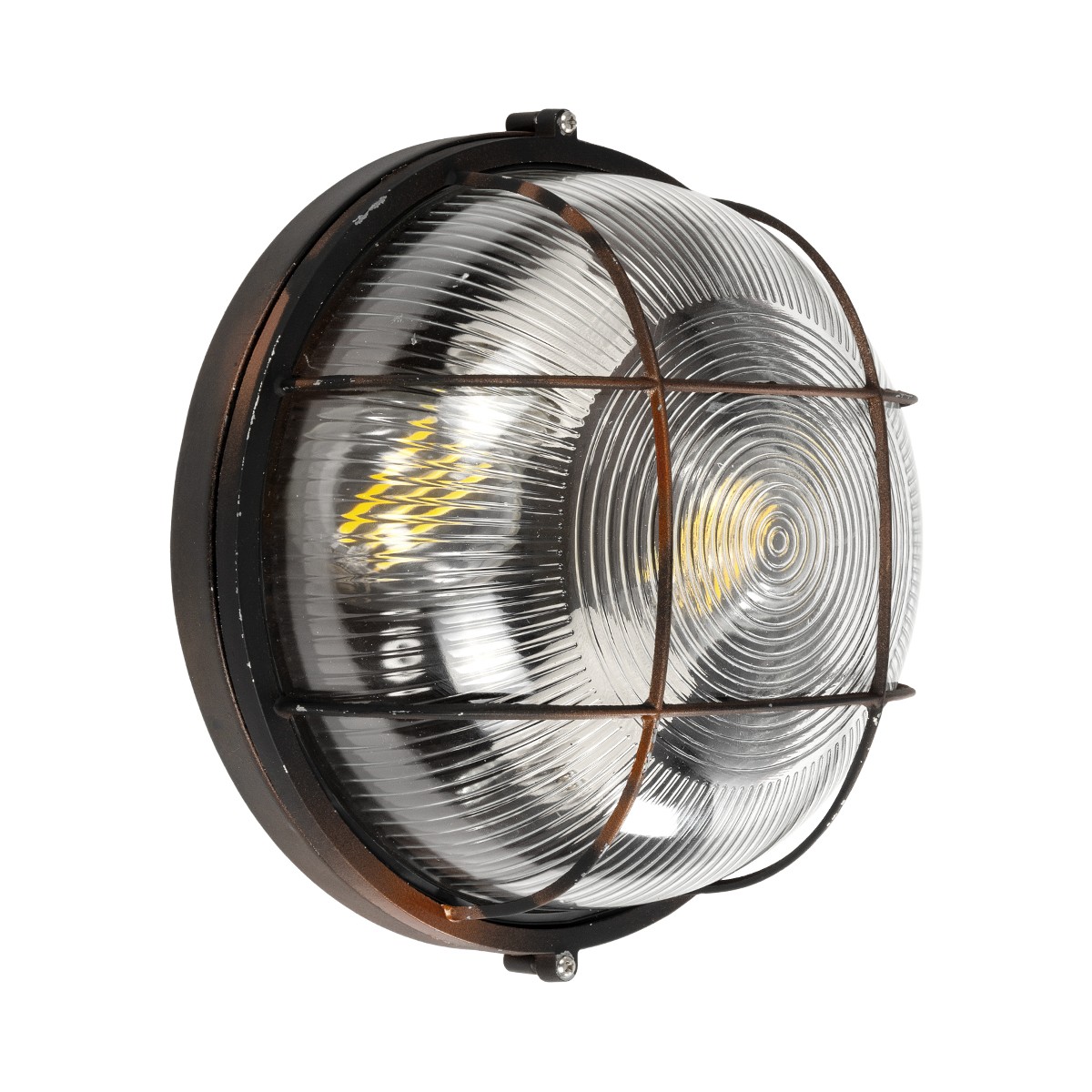 GLOBOSTAR® BOATLIGHT 61624 Vintage Φωτιστικό Καραβοχελώνα Τοίχου & Οροφής με Ντουί 2 x E27 AC 220-240V Αδιάβροχο IP65 - Χάλκινο Παλαιωμένο Εφέ Σκουριάς Ματ - Μ24 x Π24 x Υ11cm
