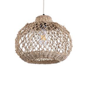 GLOBOSTAR® ECUADOR 02115 Boho Κρεμαστό Φωτιστικό Οροφής με Ντουί 1 x E27 AC 220-240V IP20 - Μπεζ - Μ35 x Π35 x Υ28cm