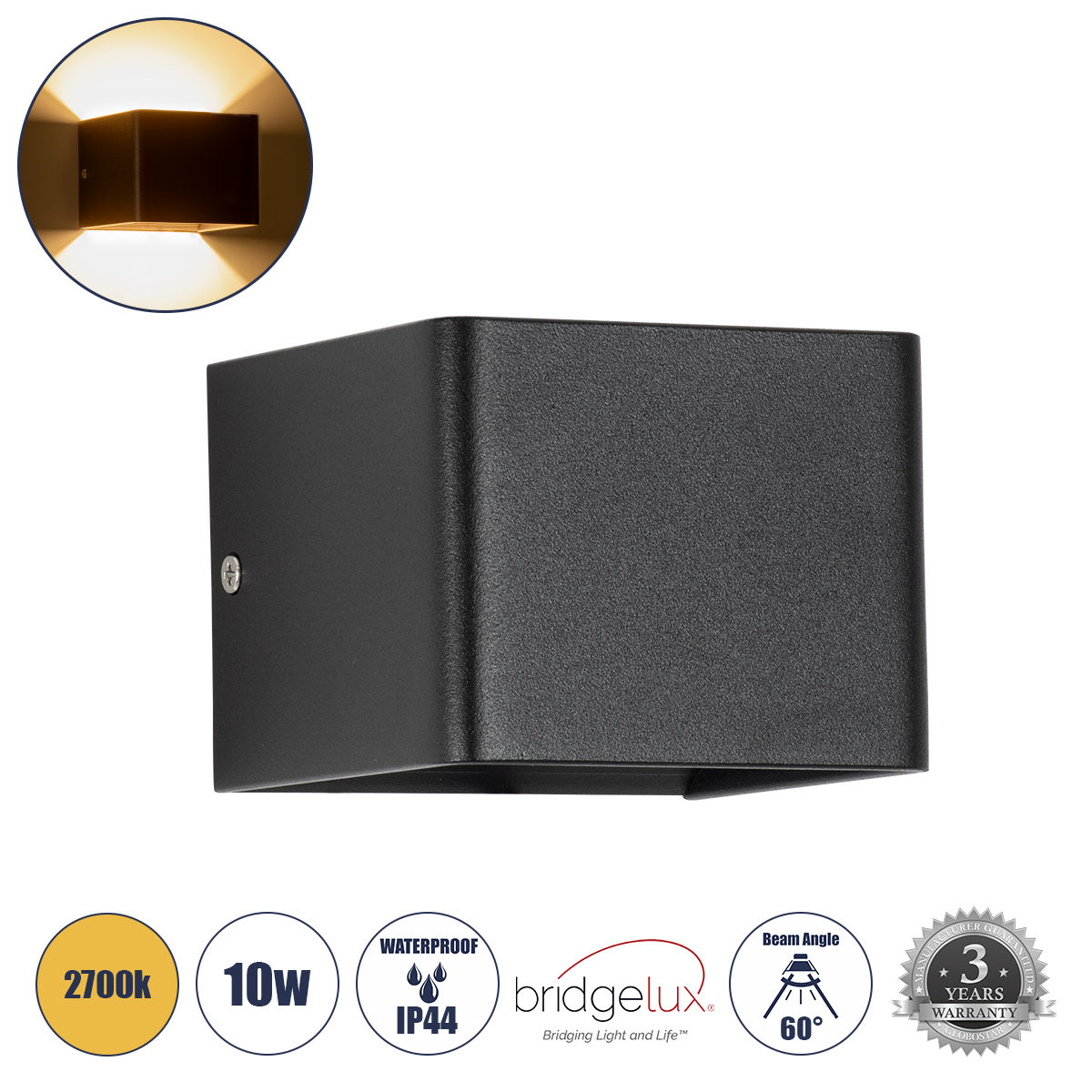 GLOBOSTAR® CIRCOA 60535 Μοντέρνο Φωτιστικό Τοίχου - Απλίκα LED 10W 1000lm 60°/60° AC 220-240V Αδιάβροχο IP44 Θερμό Λευκό 2700K - Bridgelux COB Chip & TÜV SÜD Driver - Μαύρο Ματ - Μ10 x Π8 x Υ10cm - 5 Χρόνια Εγγύηση GLOBOSTAR® CIRCOA 60535 Μοντέρνο Φωτιστικό Τοίχου - Απλίκα LED 10W 1000lm 60°/60° AC 220-240V Αδιάβροχο IP44 Θερμό Λευκό 2700K - Bridgelux COB Chip & TÜV SÜD Driver - Μαύρο Ματ - Μ10 x Π8 x Υ10cm - 5 Χρόνια Εγγύηση