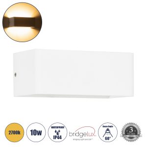 GLOBOSTAR® CIRCOA 60542 Μοντέρνο Φωτιστικό Τοίχου - Απλίκα LED 10W 1000lm 60°/60° AC 220-240V Αδιάβροχο IP44 Θερμό Λευκό 2700K - Bridgelux COB Chip & TÜV SÜD Driver - Λευκό Ματ - Μ20 x Π8 x Υ10cm - 5 Χρόνια Εγγύηση