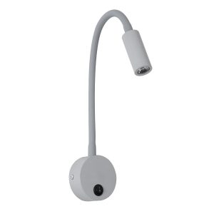 GloboStar® GOOSE 60877 Μοντέρνο Φωτιστικό Τοίχου - Απλίκα Ξενοδοχείου Bed Side LED 3W 300lm 36° AC 220-240V - Reading Light - Μ6.5 x Π15 x Υ24.5cm - Φυσικό Λευκό 4500K - Γκρι Ανθρακί - 3 Xρόνια Εγγύηση
