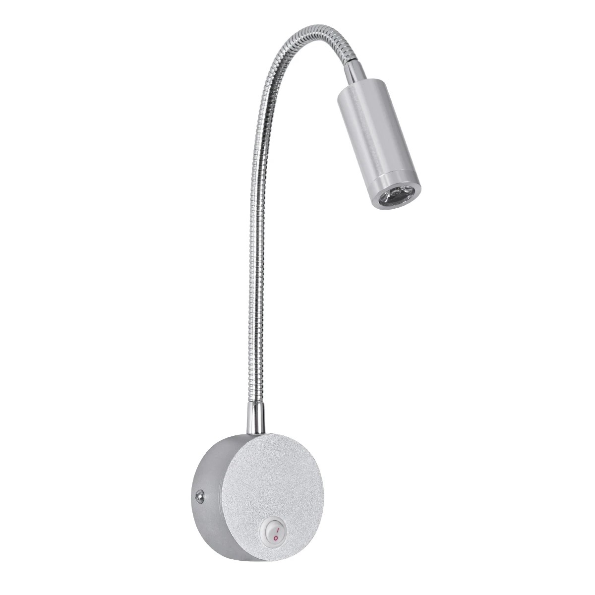GloboStar® GOOSE 60879 Μοντέρνο Φωτιστικό Τοίχου - Απλίκα Ξενοδοχείου Bed Side LED 3W 300lm 36° AC 220-240V - Reading Light - Μ6.5 x Π15 x Υ24.5cm - Φυσικό Λευκό 4500K - Γκρι Νίκελ - 3 Xρόνια Εγγύηση