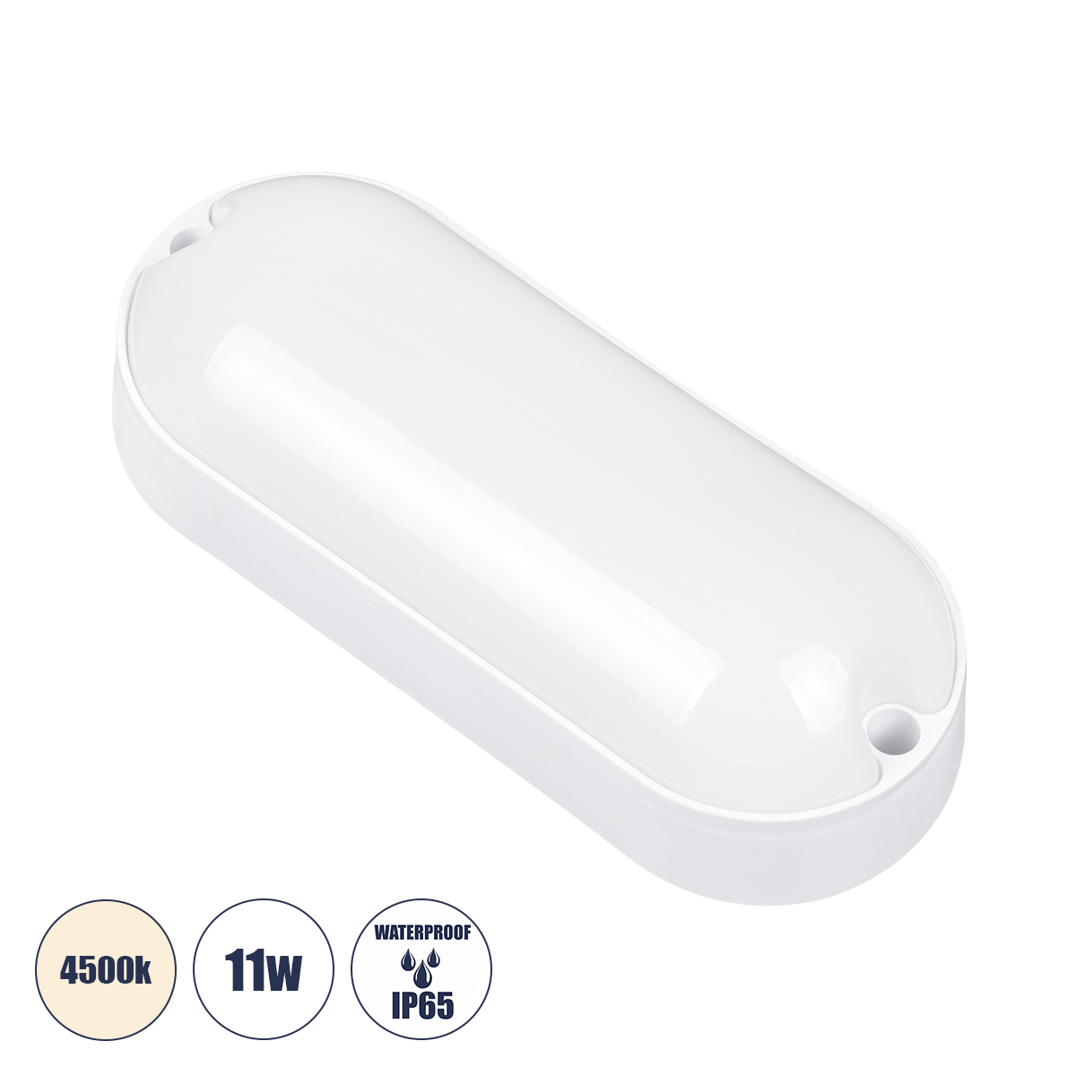GLOBOSTAR® HOMIE 61001 Φωτιστικό Καραβοχελώνα Τοίχου - Απλίκα LED 11W 1155lm 180° AC 220-240V Αδιάβροχο IP65 Φυσικό Λευκό 4500K - Lumileds SMD Chip - Λευκό Γαλακτερό - Μ17 x Π7 x Υ4.5cm - 3 Χρόνια Εγγύηση