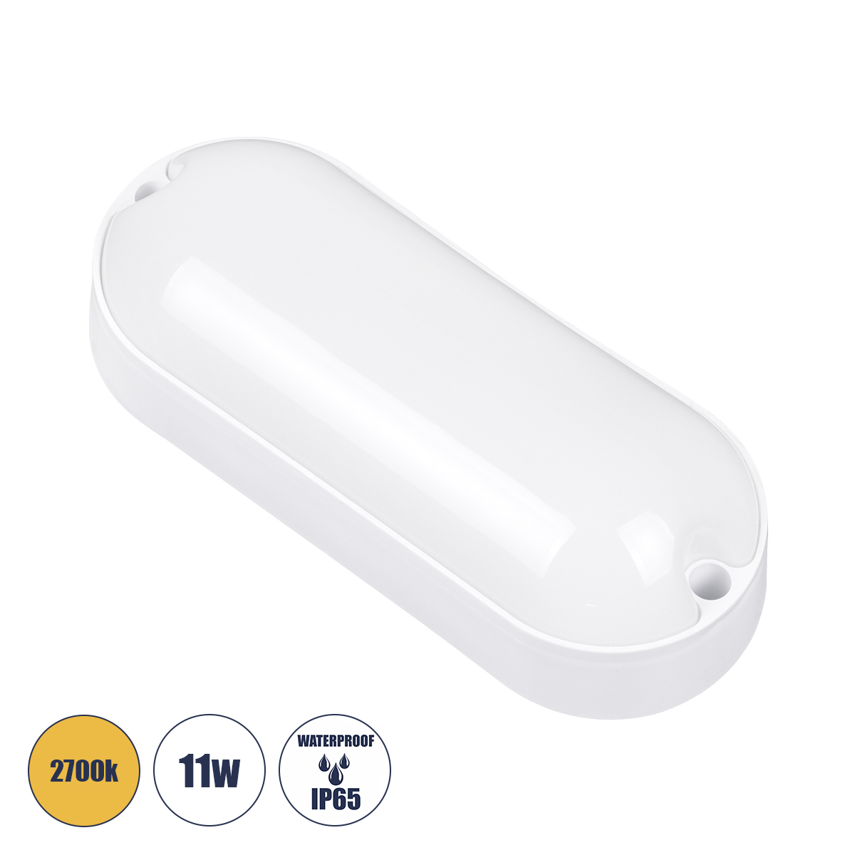 GLOBOSTAR® HOMIE 61002 Φωτιστικό Καραβοχελώνα Τοίχου - Απλίκα LED 11W 1100lm 180° AC 220-240V Αδιάβροχο IP65 Θερμό Λευκό 2700K - Lumileds SMD Chip - Λευκό Γαλακτερό - Μ17 x Π7 x Υ4.5cm - 3 Χρόνια Εγγύηση