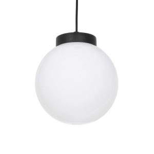 GLOBOSTAR® AGROS 61591 Μοντέρνο Κρεμαστό Φωτιστικό Οροφής με Ντουί 1 x E27 AC 220-240V IP65 - Λευκό & Μάυρο - Μ20 x Π20 x Υ22cm