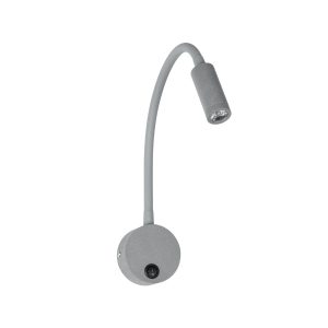 GLOBOSTAR® GOOSE 61689 Μοντέρνο Φωτιστικό Τοίχου - Απλίκα Ξενοδοχείου Reading Light LED 3W 270lm 36° AC 220-240V IP20 Θερμό Λευκό 2700K - CREE XPE Chip & TÜV SÜD Driver - Γκρι Ανθρακί Ματ - Μ6.5 x Π15 x Υ24.5cm - 3 Χρόνια Εγγύηση