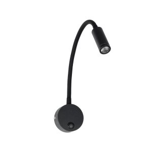 GLOBOSTAR® GOOSE 61690 Μοντέρνο Φωτιστικό Τοίχου - Απλίκα Ξενοδοχείου Reading Light LED 3W 270lm 36° AC 220-240V IP20 Θερμό Λευκό 2700K - CREE XPE Chip & TÜV SÜD Driver - Μαύρο Ματ - Μ6.5 x Π15 x Υ24.5cm - 3 Χρόνια Εγγύηση