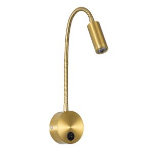 GLOBOSTAR® GOOSE 61692 Μοντέρνο Φωτιστικό Τοίχου - Απλίκα Ξενοδοχείου Reading Light LED 3W 270lm 36° AC 220-240V IP20 Θερμό Λευκό 2700K - CREE XPE Chip & TÜV SÜD Driver - Χρυσό Βούρτσας - Μ6.5 x Π15 xΥ24.5cm - 3 Χρόνια Εγγύηση