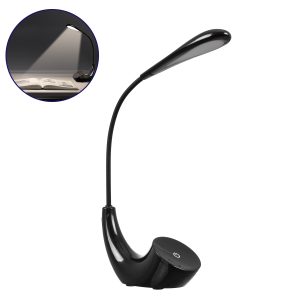GLOBOSTAR® TEBLARO 76501 Μοντέρνο Επιτραπέζιο Φωτιστικό Γραφείου LED 2.8W 550lm 90° DC 5V με USB-C με Επαναφορτιζόμενη Μπαταρία Li-ion 3.7V 1x18650 1800mAh IP20 Φυσικό Λευκό 4500K - Sanan SMD Chip - Μαύρο - Μ15.5 x Π7.5 x Υ44.5cm - 2 Χρόνια Εγγύηση